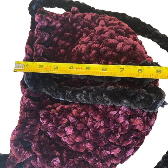 Chunky Knit Hobo Bag Purse Boho Hippie Goth Whimsigoth Handmade Purple Black - Picture 12 of 12
